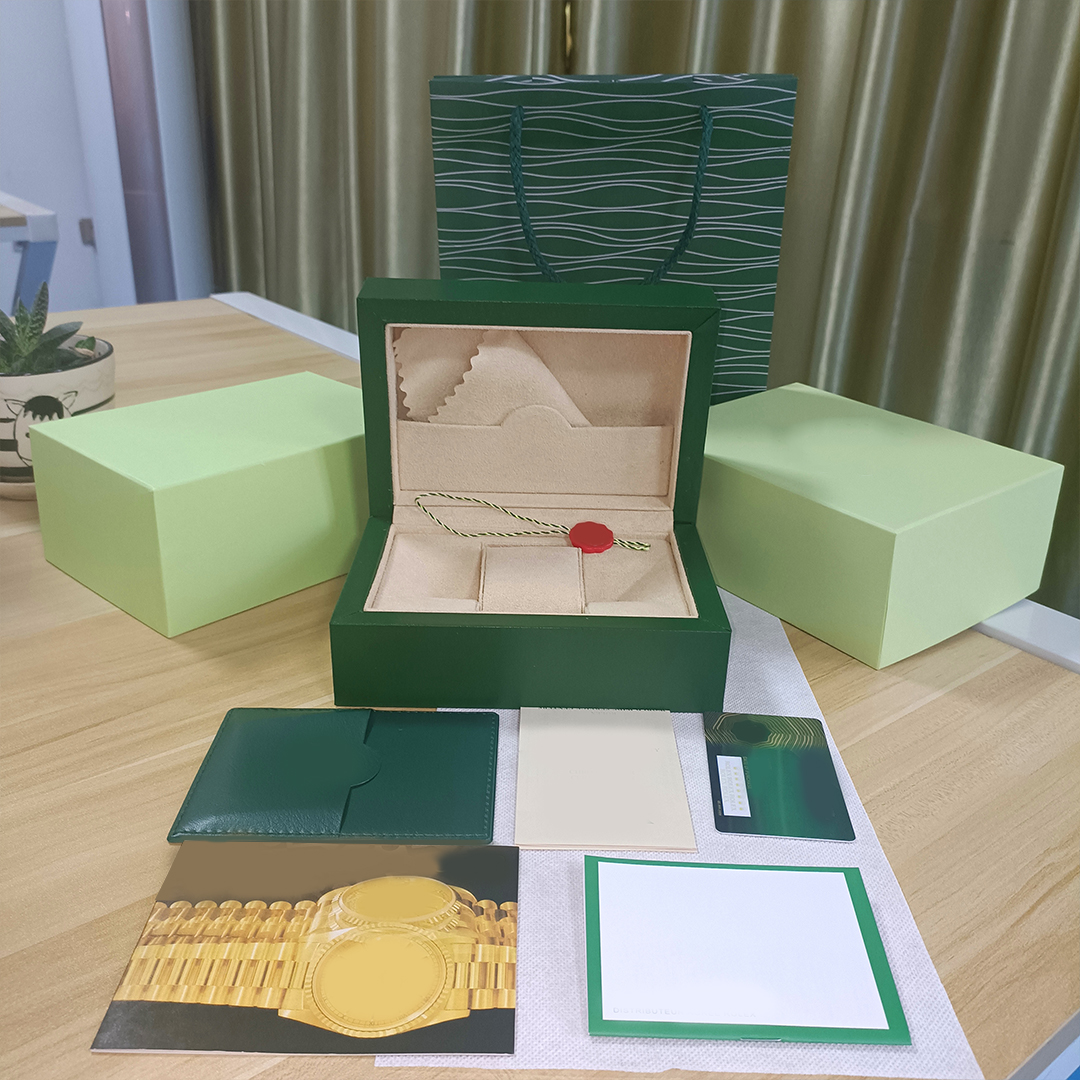 

ROLEX Mens Watch Boxes U1 high quality Mystery green boxes paper bag certificate wooden men's watches original gift accessories submarine 116610 126710 126610 ST9