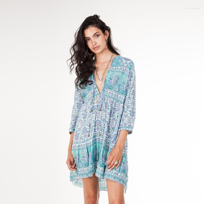 

Fashion Women Summer Floral Print Dress Boho BohemianBeach Dresses Beach Short Women's Swimwear, Lavender
