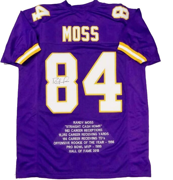 

Randy Moss Signed Autograph Autographed auto Tees jersey shirts, Gray