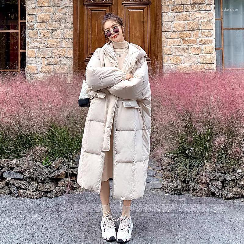 

Women' Down & Parkas Winter Korean Style Loose White Duck Cotton-Padded Coat Bat Sleeve Mid-Length Velvet Thick Hooded Jacket Female OO8 Lu, Photo color