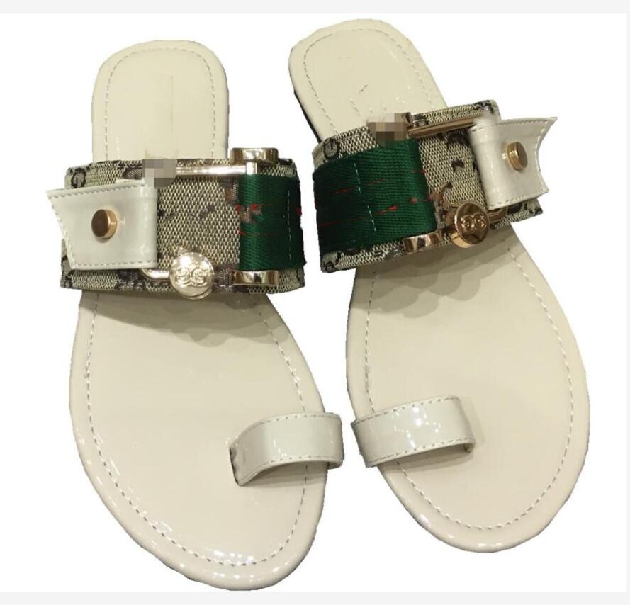 

Women luxury Designer Sandals Slippers Leather Summer Flat GGs Slipper Embroidery fashion beach woman Big head Rainbow letters 35-42, 08