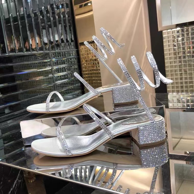 Designer Heels High quality Women Sandals diamond pendant sexy wedding dress shoes with box