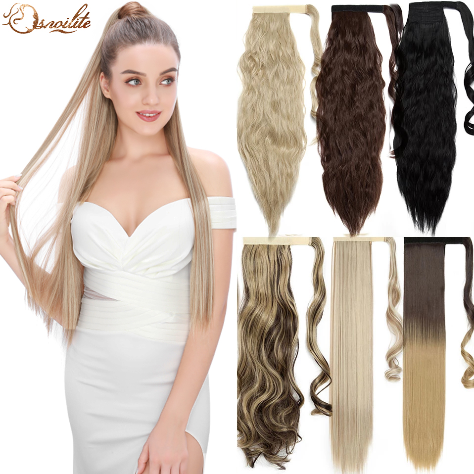 Costume Accessories Synthetic 30colors Clip In Ponytail Hair Extension False Hair Tail Hairpiece Wrap Around Ponytail Hairpiece For Women-image-772564064