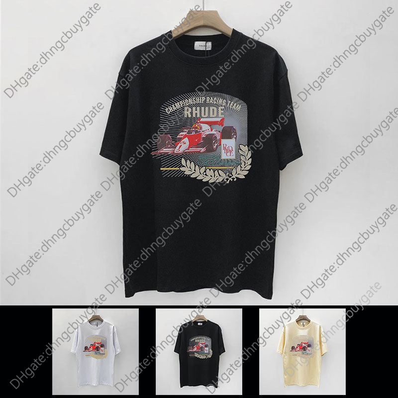

Shirt Designer Trendy Rh Limied Rhude Leisure High Sree Summer Loose Round Neck Shor Sleeve T-shir Brand High Qualiy, White