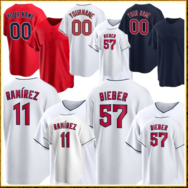 

11 Jose Ramirez José Ramírez Jersey 57 Shane Bieber Road Jackie Baseball Jerseys Bobby Bradley Karinchak Logan Allen Oliver Perez Franmil Reyes Jake Bauers, 2022 men yin di an