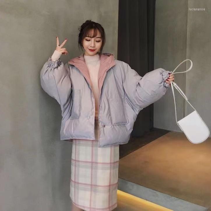 

Women's Down & Parkas FV LAI Double Sided Can Wear Women 2022 Winter Students Thick Bread Style Female Jacket Luci22, 01