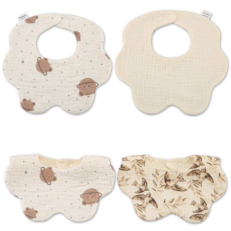 

Hair Accessories Baby Bibs Super Soft Cotton Gauze Drooling Born Saliva Towel Cute Print Petal Bib For Infants ToddlersHair
