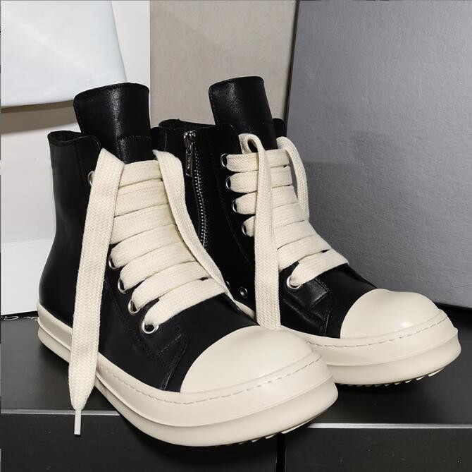 

Designer Unisex Women Classic Ankle Boots Street Dancing Rick Black Leather Men Boot Lace Up high Top Short Boots Causal Shoes Owen Woman Fashion Sneakers size35-47