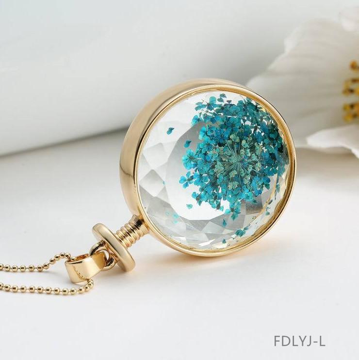 

Chains Round Flower Colorful Necklace Pendant Elegant Fashion Women Jewelry Girl Gifts Chain FDLYJ