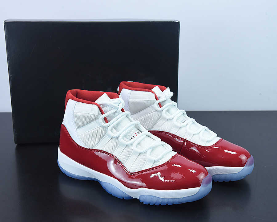 Top A Quality Jumpman 11 High Cherry Basketball Chaussures Blanc / Varsity Red-Black Outdoor Trainers Sports Sneaker Avec Boîte D'origine