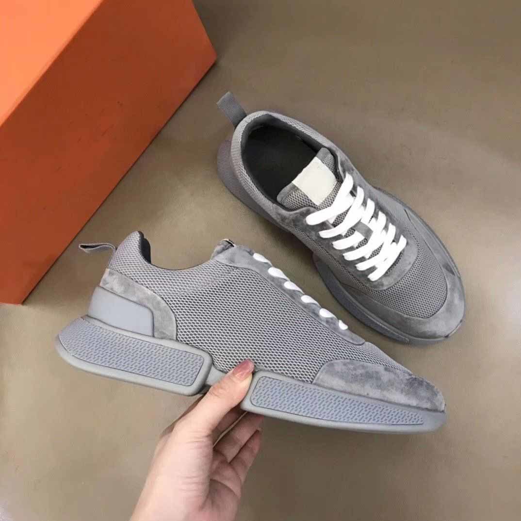 

High Quality designer shoes Bouncing bounce sneaker Antiskid Light sole flat platform casual H mesh Shoe canvas suede design Runner trainers, 12