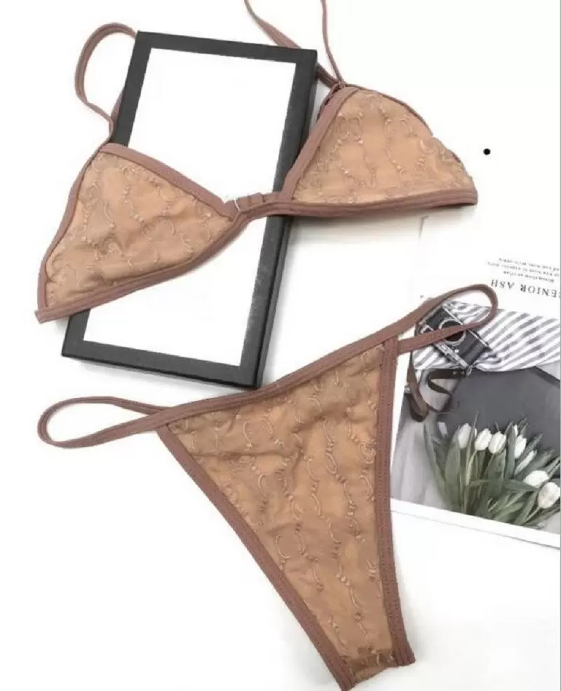 

Home Textile Sexy Embroidery Bikini Set Brand Letters Swimwears Designer Metal Chain High Quality Ladies Backless Split Swimsuit 0320, As pic