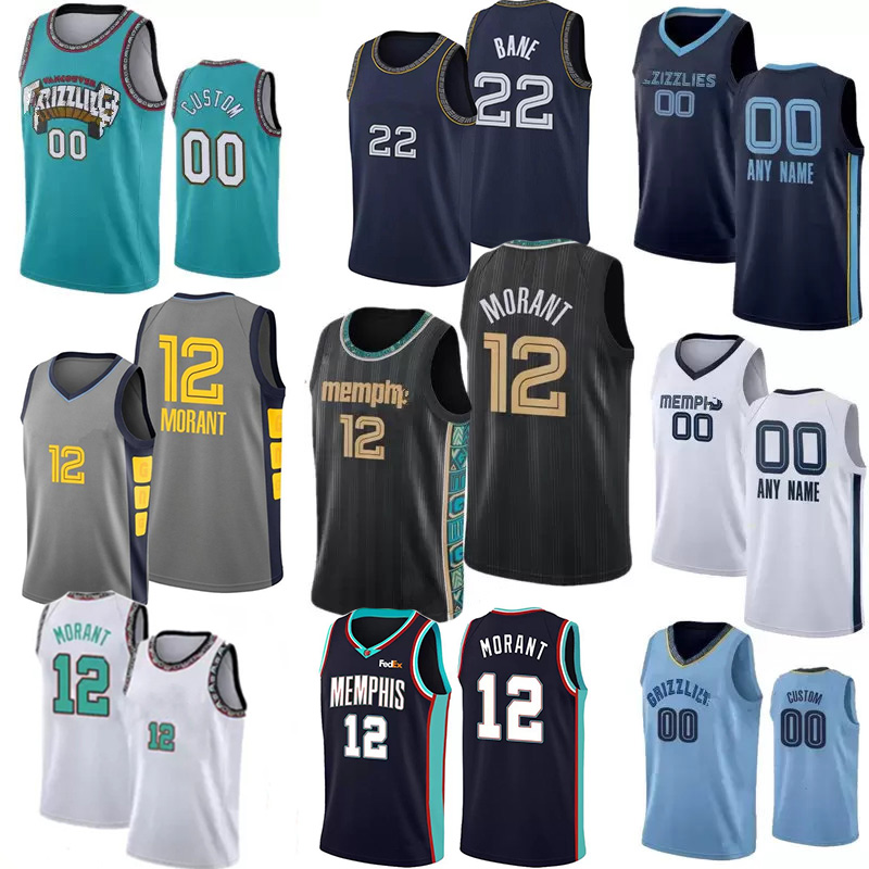 

MEM Ja 12 Morant 2022 Basketball Jerseys Dillon Brooks Memphiss Jaren Jackson Jr. Desmond Grizzliess Desmond Bane De Anthony Melton Clarke Williams retro Men Jersey, Colour 4