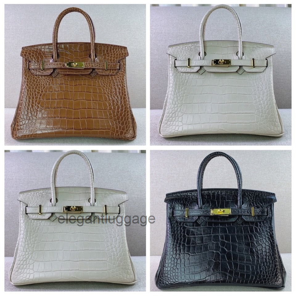 

Women Birkinss bag designer handbag Shopping mall high quality matte head leather crocodile pattern platinum bag Single Shoulder Messenger women's handbag HJ, White