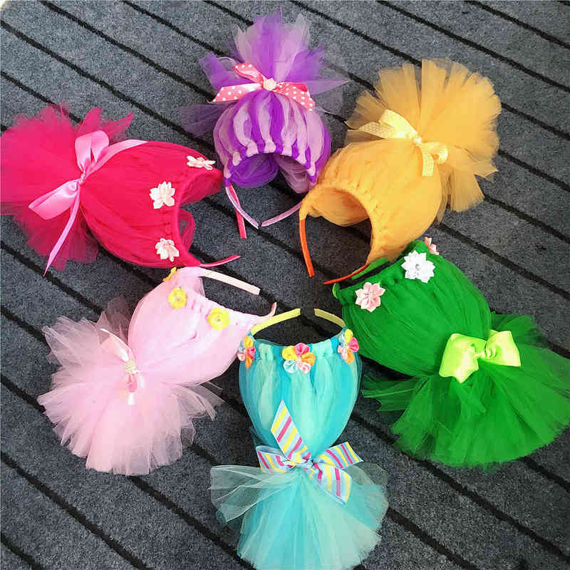 

New 8 Color Baby Girl Flower Headband Kids Pink Lavender Green Aqua Hot Pink Bow Lace Headbands Children Cosplay Head Hairbands L220715, Yellow