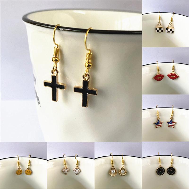 

Dangle & Chandelier Simple Small Bohemian Earrings Gold Color Fashion Triangle/Lip/Cross/Shell Imitation Pearl Drop For Women GirlDangle