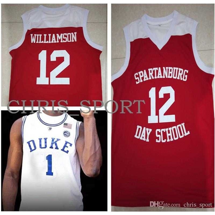 

New Basketball Wears Sjzl98 Spartanburg College Day School #12 Zion Williamson jerseys Duke college #1 embroidered basketball jerseys custom, 1-blue