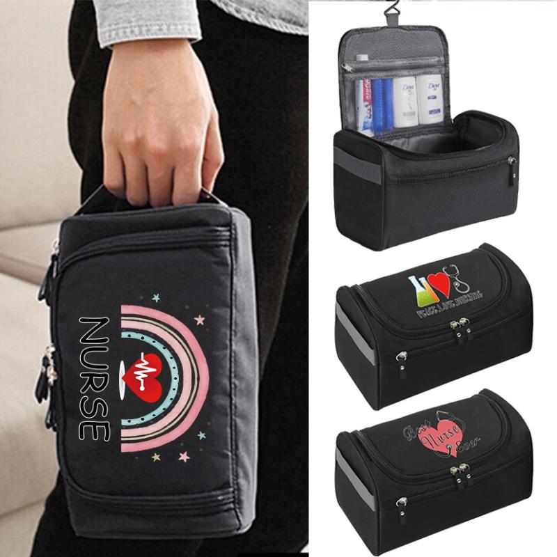 

Cosmetic Bags & Cases Portable Storage Bag Toiletries Makeup Organizer Travel Hanging Zipper Pattern Handbag Wash Pouch CaseCosmetic CasesCo, Black