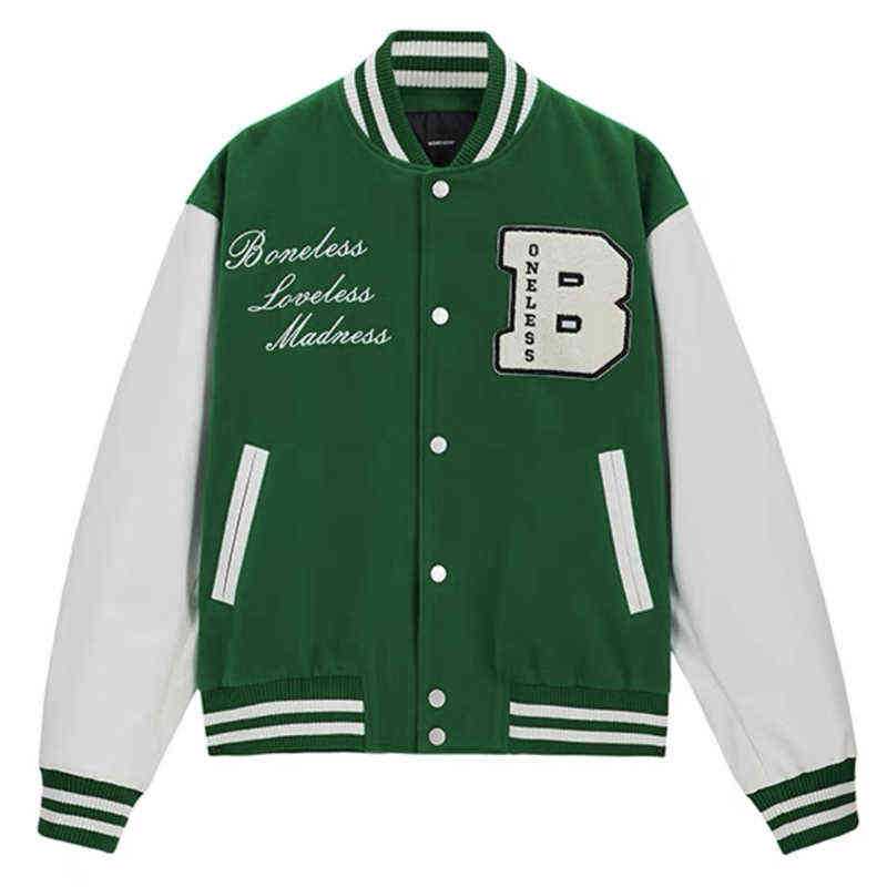 

Hip Hop Streetwear Jacket Coat 2021 Men Harajuku Skeleton Letter Embroidery Jacket Autumn Cotton Loose Jacket Coat Outwear T220728, Green
