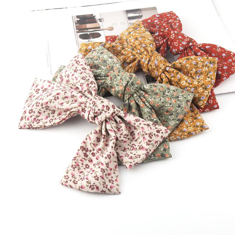 

Hair Accessories Super Large Bow Steel Clip Women's Elegant And Versatile Cloth Spring Net Red Broken Flower Hairpin Girl's GiftHair