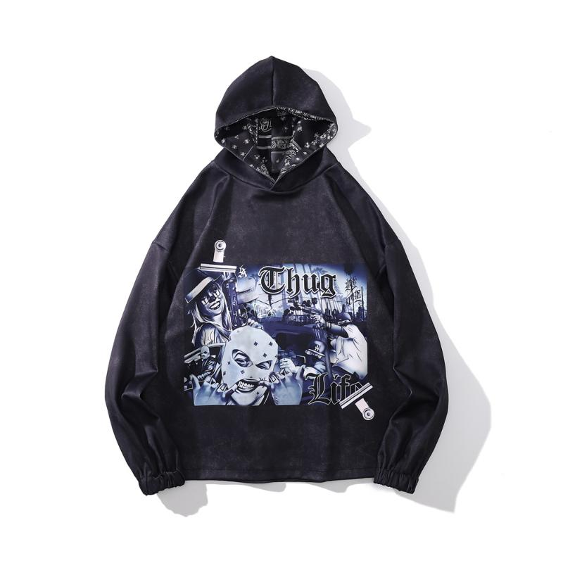 

Men's Hoodies & Sweatshirts Rock Punk Men Hoodie Oversize Thug Life Print Sweatshirt Hip Hop Streetwear Harajuku Autumn Casual Loose Unisex, 615