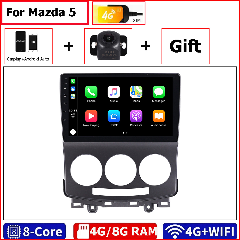 

Android 10.0 Car DVD Multimedia Player Radio Head Unit For Mazda 5 Mazda5 2005-2010 With 9 Inch 2DIN 3G/4G GPS Radio Video Stereo Carplay DSP Bluetooth RDS USB Camera