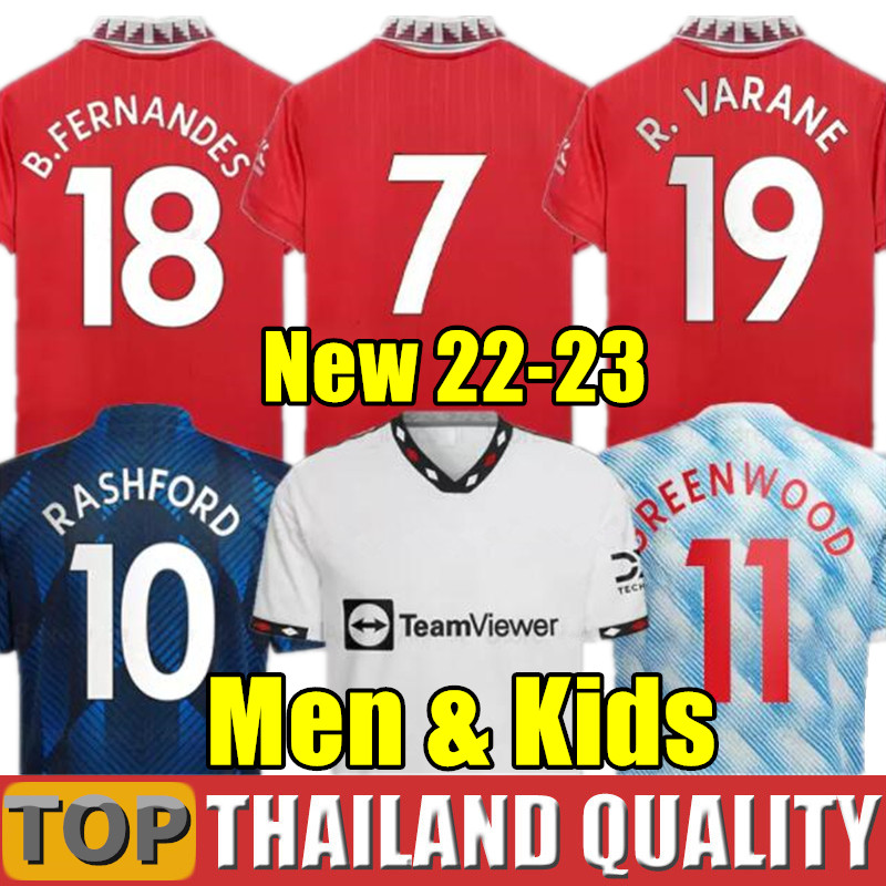 

21 22 23 SANCHO soccer jerseys PLAYER #7 Fans Player version man BRUNO FERNANDES LINGARD RASHFORD GREENWOOD football shirt 2022 2023 men kids kit set uniform, 22/23 away - men