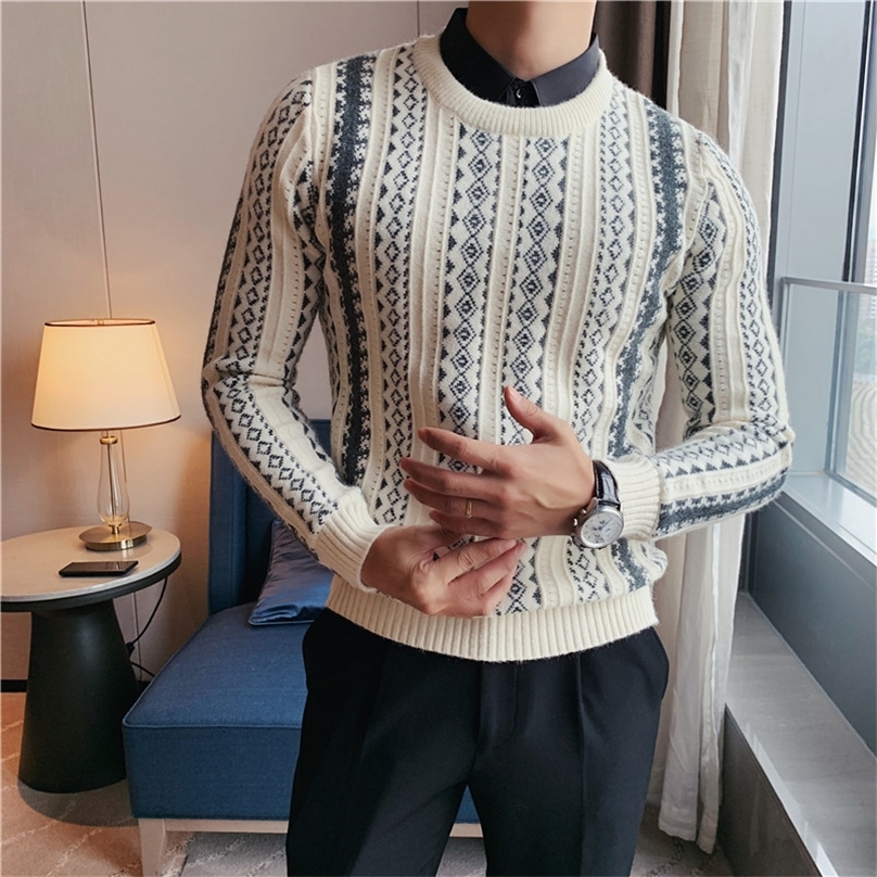 

Brand clothing Men keep warm winter Fake two knitted sweatersMale Slim Fit Business Casual Set head Sweater Plus size 4XL 220813, Gray