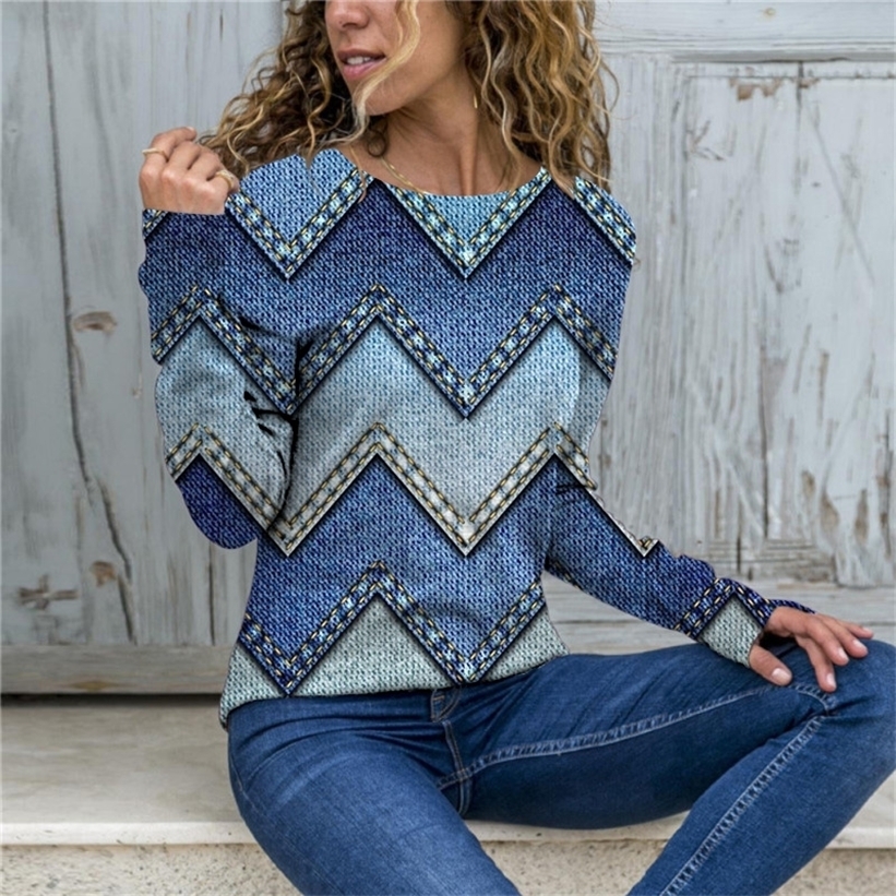 

Vintage Print Long Sleeve T-Shirt Women Clothing Autumn Fashion Loose Oversized Tee Shirt Streetwear Casual Tops Ladie 220322, 16