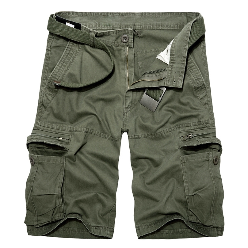 

2019 Summer Mens knee Length Cotton Army Cargo Shorts Men Casual Shorts multi pocket loose shorts Bermuda Trousers dropshipping T200627, Soil army
