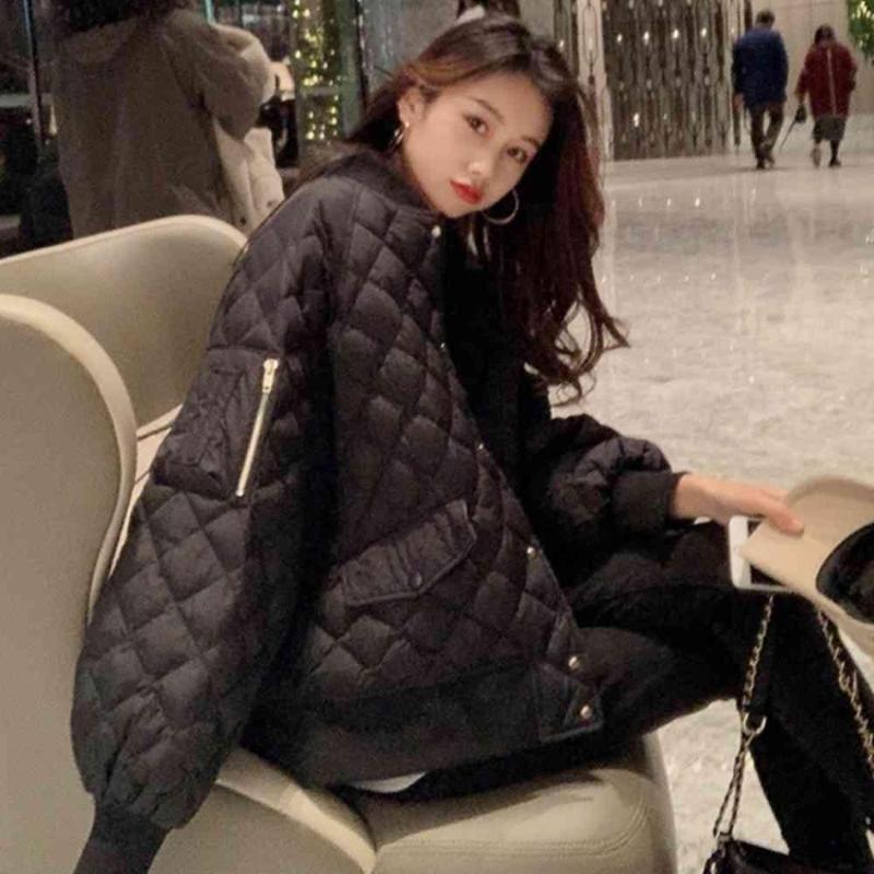 

Women's Plus Size Outerwear & Coats Autumn And Winter Fat Mm Large Cotton Clothes 2022 Short Baseball Jacket Korean Loose FashionWomen's, Black