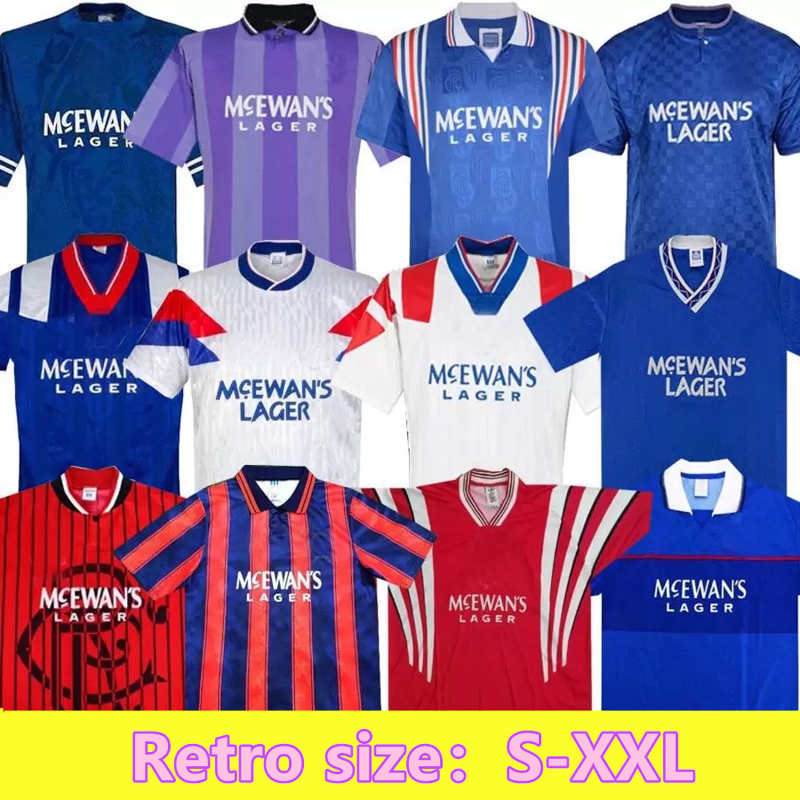 

Glasgow Rangers Retro soccer jerseys GASCOIGNE 1982 1984 82 83 84 86 87 90 92 93 94 95 96 97 99 2001 02 03 MCCOIST ALBERTZ Classic vintage jersey football shirt men top, 99-01 home