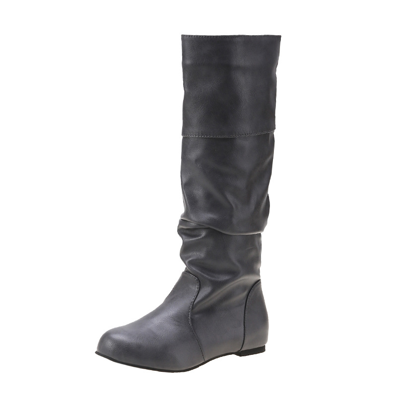 

Womens Boots Pleated High Boots 2022 New Female Winter Casual Shoes Plus Size -43 Lightweight Warm Short Plush Inside, Black