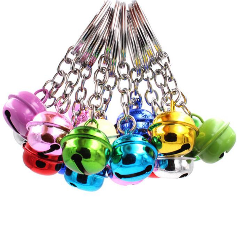 

Pet Dog Bell Keychain Colour Painted Opening Jingle Bells Key ring Christmas Punk Hip Hop Pets Puppy Pendant Collar Bijoux Gift Accessories