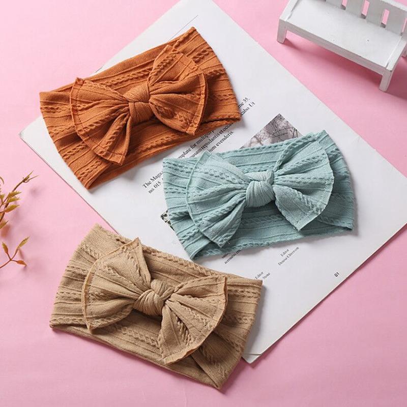 

Hair Accessories 3Pcs/Lot Baby Bows Headband For Girls Elastic Bands Infant Kawaii Soft Headwrap Toddler Cable Knit Turban TiaraHair, 5 8 10