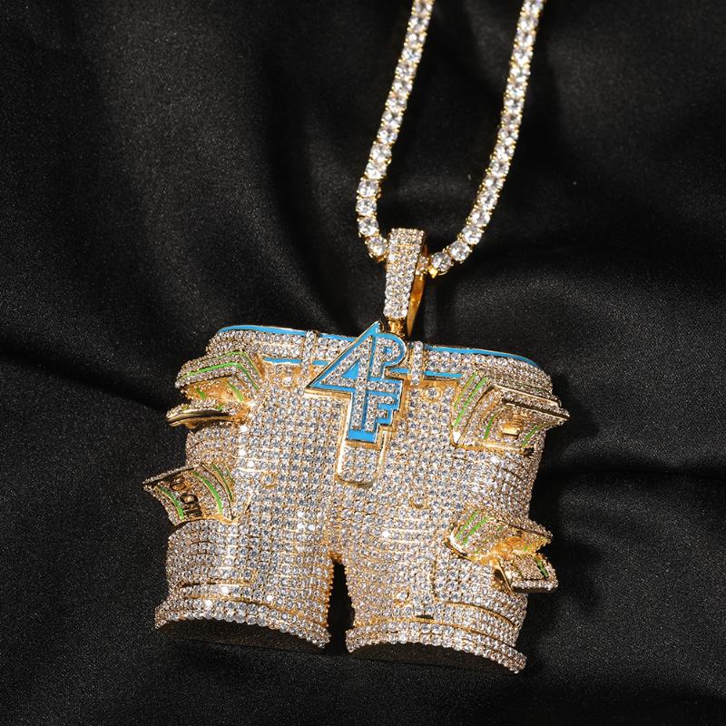 

Pendant Necklaces Hip Hop Micro Paved 3A Cubic Zirconia Bling Iced Out Big 4PF Pants Dollars Pendants For Men Rapper JewelryPendant