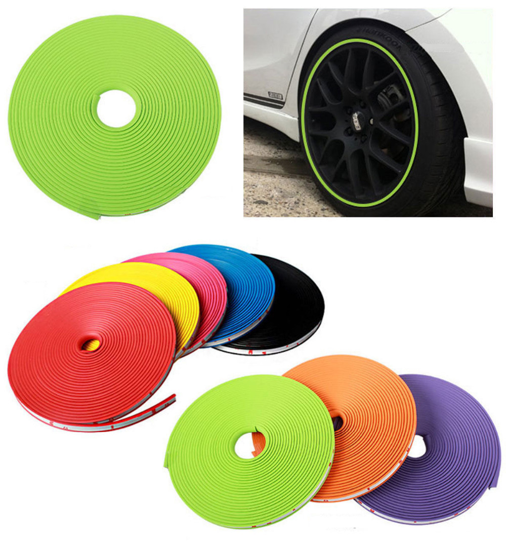 

8 Meters Car Styling Decoration Auto Accessories Car Wheel Protector Rim Cover Ring Tire Glue Sticker For Car Wheel, Black