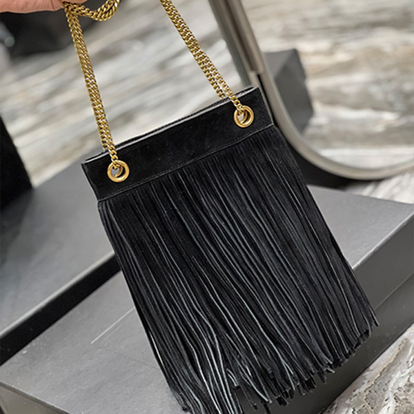 

Y-Shaped High quality Minority Tassel hobo bags envelope chain suede shoulder bag Messenger flap satchel axillary women's fashion tote bags y Vintag Clutch handbags, Black suede