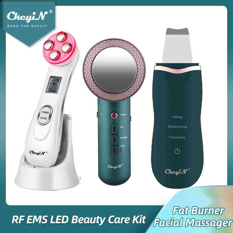 

Ultrasonic Skin Scrubber Face Cleaning Peeling Machine EMS LED Light Facial Massager Infrared Body Slimming Fat Burner46 220520