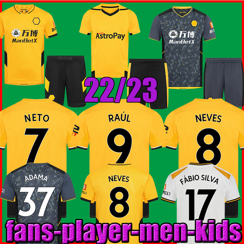 

2022/23 Wolves home yellow Soccer Jerseys KILMAN SEMEDO RAUL NETO NEVES 2021 2022 2023 Wanderers J.OTTO PODENCE GIBBS Wolverhampton Football Shirts Men Kids Kit tops t, 22 23 home epl