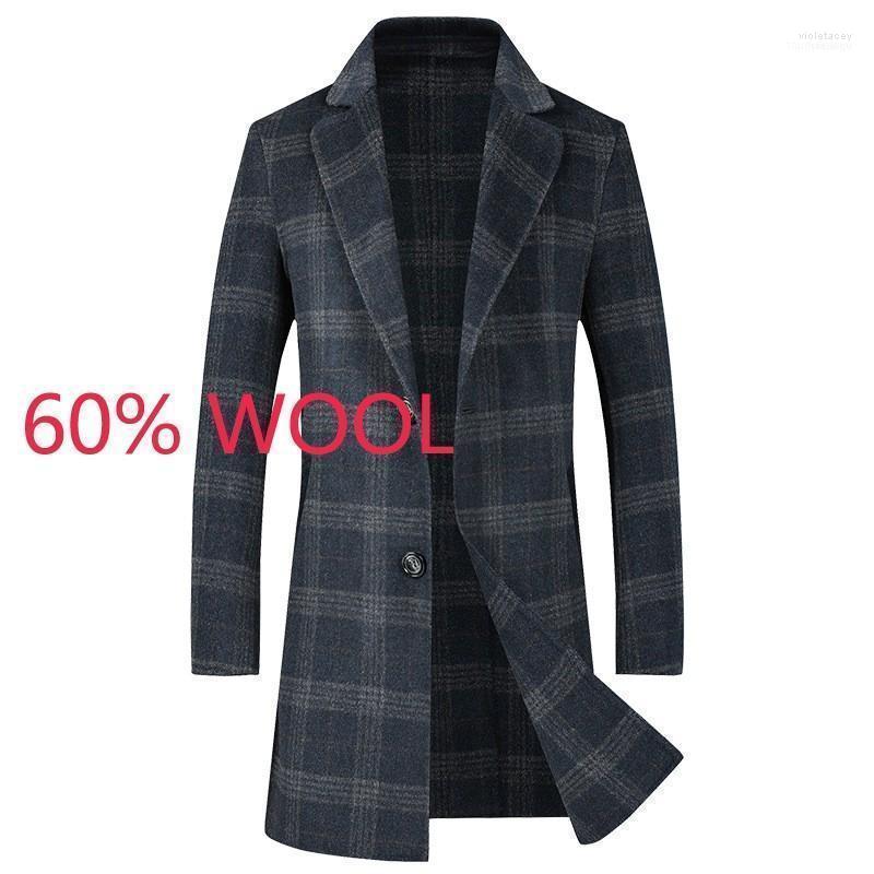 

Men's Wool & Blends Arrival Mens Fashion High Quality Autumn Winter Men Double Faced Coat Long Cashmere Plaid Casual Size  L XL 2XL 3XL1 Vi