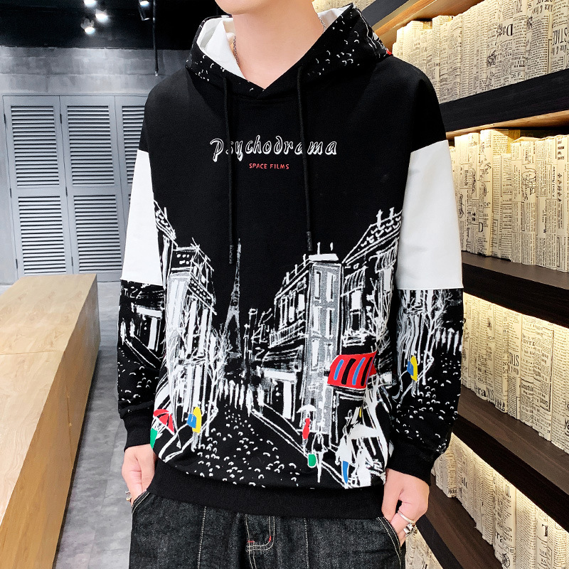 

Men Print Hoodies New Spring Autumn Street Harajuku Sweatshirts Japanese Hip Hop Hoodie Men's Fashion Casual Loose Hoodies, White