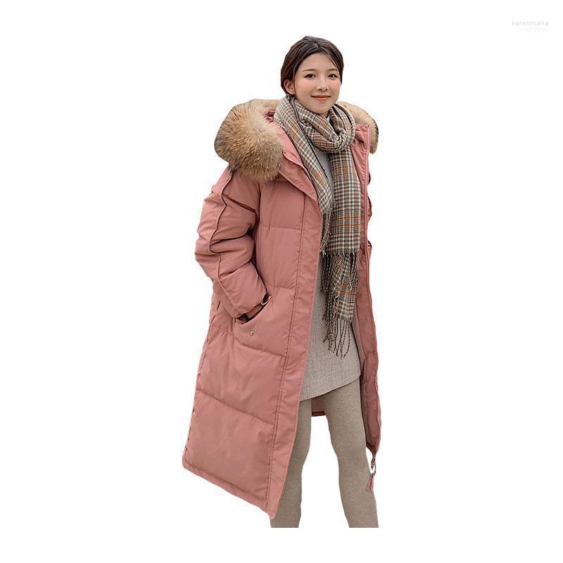 

Chic Women Medium Long Winter Jacket Hooded Fur Collar Detachable Windproof BIO Down Coat Oversize Cotton Padded Parkas1 Kare22, Black