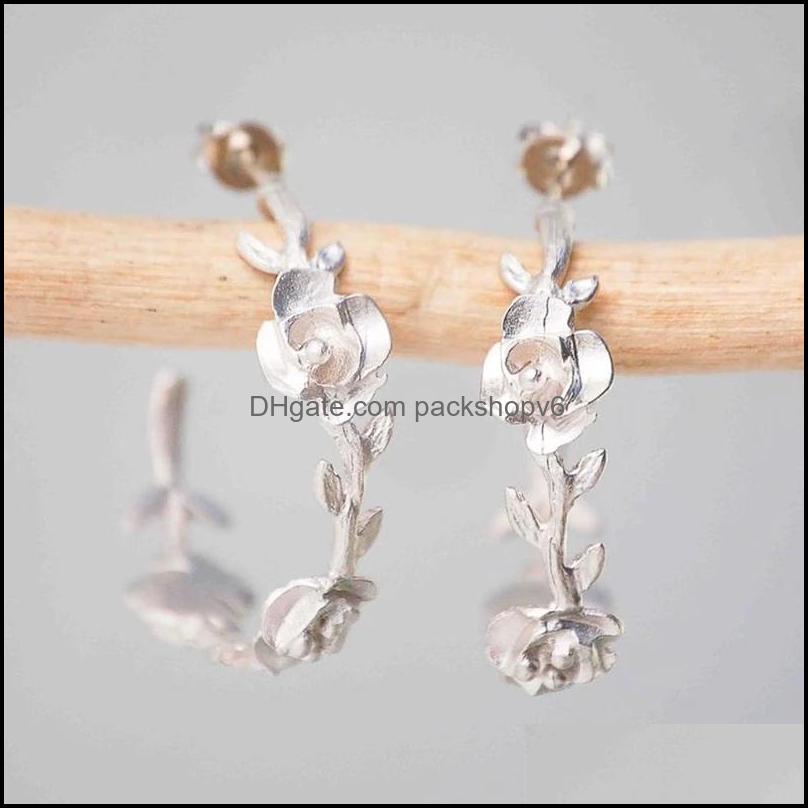 Cerceau hie rafraîchissante or sier couleur vigne fleur fleurs boucles d'oreilles anniversaire anniversaire de boucle d'oreille acces packshopv6