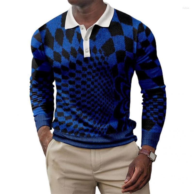 

Men's Polos Shirt For Daily Wear Men Pullover Casual Gradient Color Turn-down Collar Long Sleeve WearMen's Men'sMen's, Blue