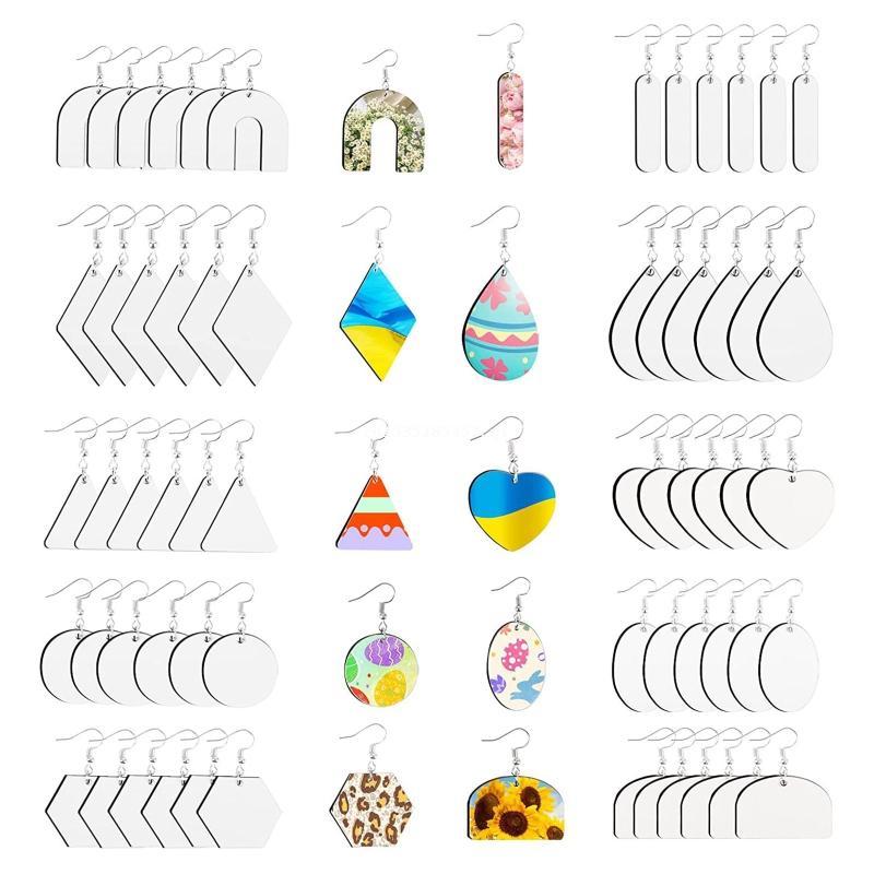 

Dangle & Chandelier 60x Sublimation Blanks Products Earrings With Earring Hooks Jump Rings For Jewelry DIY Making Unfinished Wooden Dropship