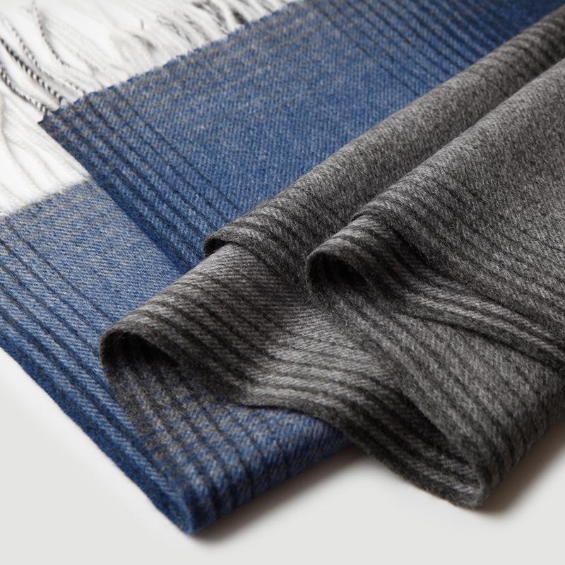 

Scarves Men 100% Cashmere Scarf Luxury Winter Soft Keep Warm Gradient Plaid Inner Mongolia Pure Natural Wool Pashmina Shawl