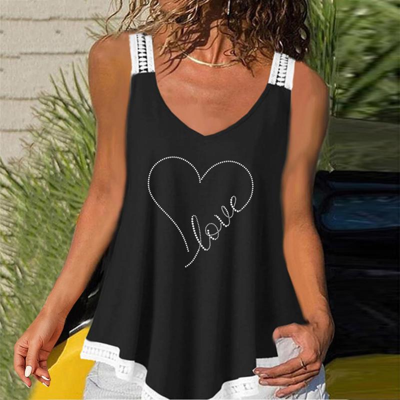 

Women' Tanks & Camis Active Crop Tops Women Ladies Lace Sling Love Diamond Print Irregular Camisole Top Cotton V Neck For WomenWomen, Navy