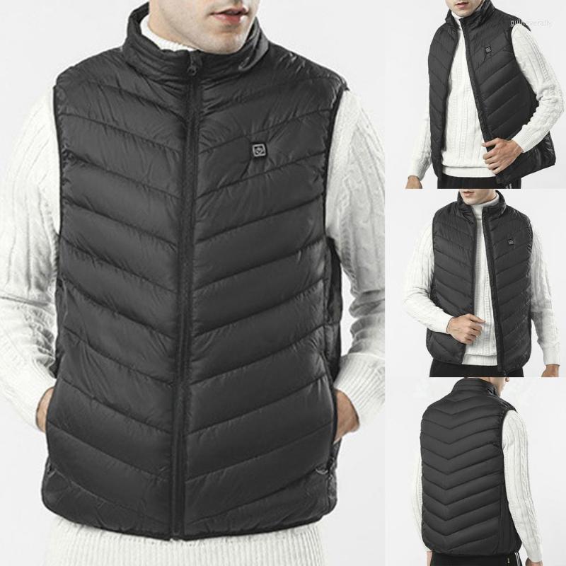 

Men' Vests Men Heated Vest Press Button Control Even Heating Three Temperature Levels Stand Collar USB Electric For Hiking Guin22, Blue