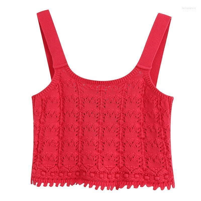 

Women' Vests AGong Summer Sleeveless Sweaters Women Fashion Solid Hollow Out Jacquard Sweater Elegant Short Female Ladies ES Luci22, Bbsw5737